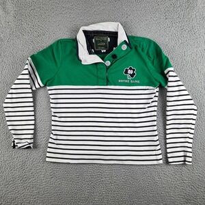 Notre Dame 1/4 Button Striped Top Women's Sz S Heritage Collection by Lansdowne
